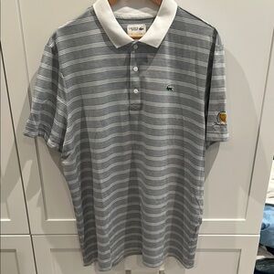 Lacoste Sport President’s Cup Gray and White Striped Polo Shirt